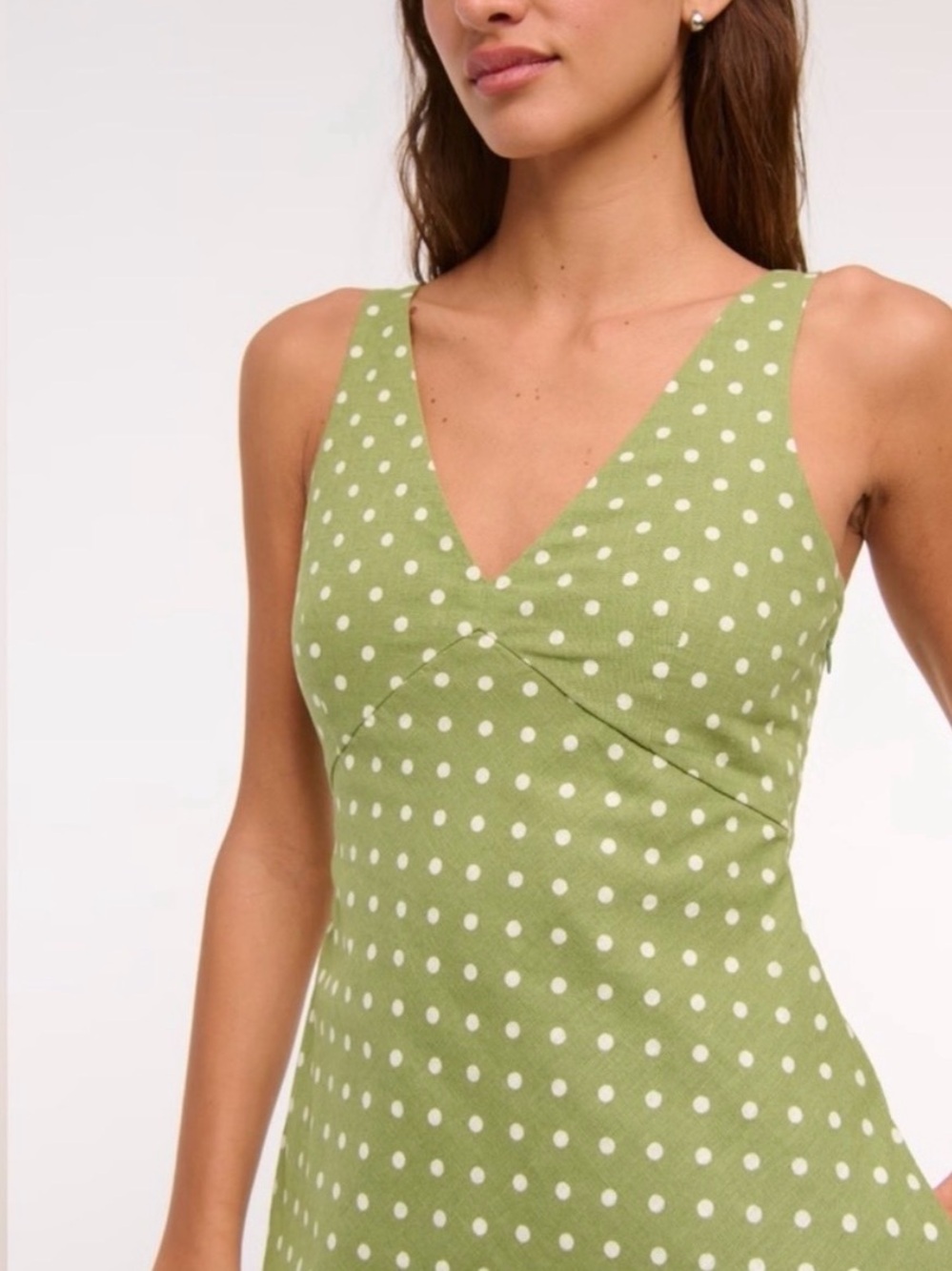 Abercrombie & Fitch Olive Green Polka Dot Mini Dress - Picture 2 of 6